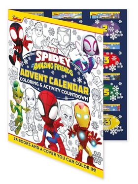 x Swing into the holiday spirit with the Marvel Spidey & His Amazing Friends: Advent Calendar Coloring & Activity Countdown! Join Team Spidey as you unwrap a new book every day in the countdown to Christmas. With 24 thrilling books to discover, kids will be entertained and delighted each day leading up to the big celebration. Plus, you can even color in the cover! Features: Daily Surprises: Unwrap a new book each day, featuring your favorite heroes from Team Spidey and action-packed adventures. 15 Coloring Books: Let your creativity soar as you color in exciting scenes featuring Spidey and his amazing friends. 9 Activity Books: Engage in a variety of fun and educational activities that will keep young minds active and entertained. This advent calendar is perfect for young Marvel fans and a fantastic way to make the holiday season even more heroic. Start a new holiday tradition with the Marvel Spidey & His Amazing Friends: Advent Calendar Coloring & Activity Countdown!